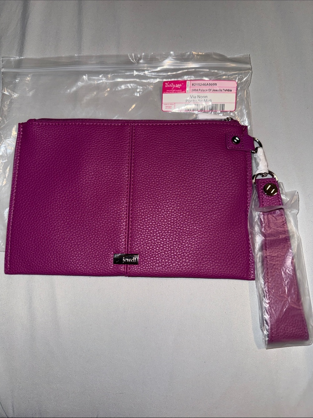 Jewell Thirty one Via Noon Pochette MIDI Fuchsia Leather Wristlet Clutch